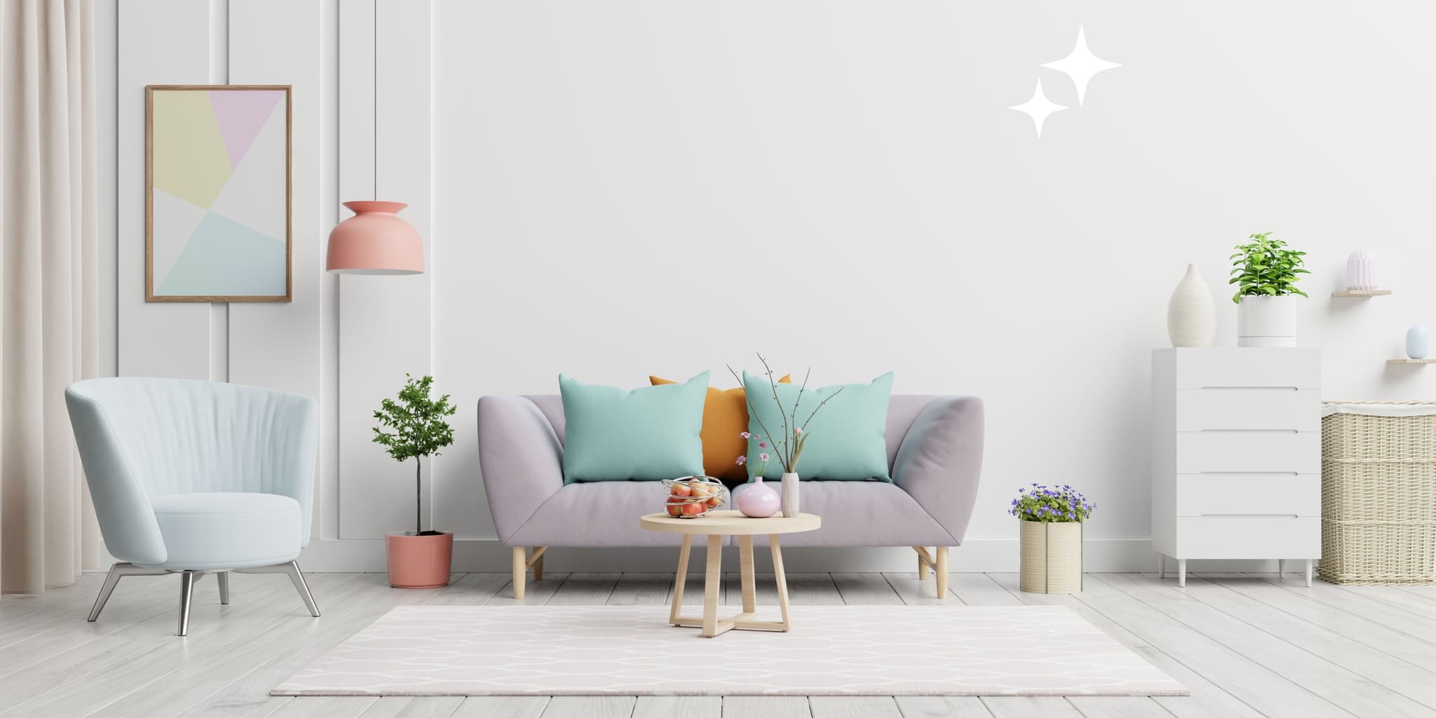 Stylish living room with modern furniture